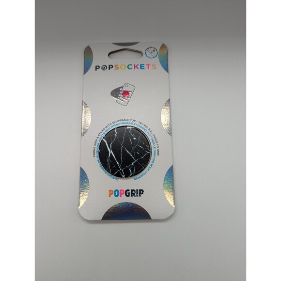 PopSockets Phone Grip Stand Black Marble POPGRIP Popsocket - Picture 1 of 2